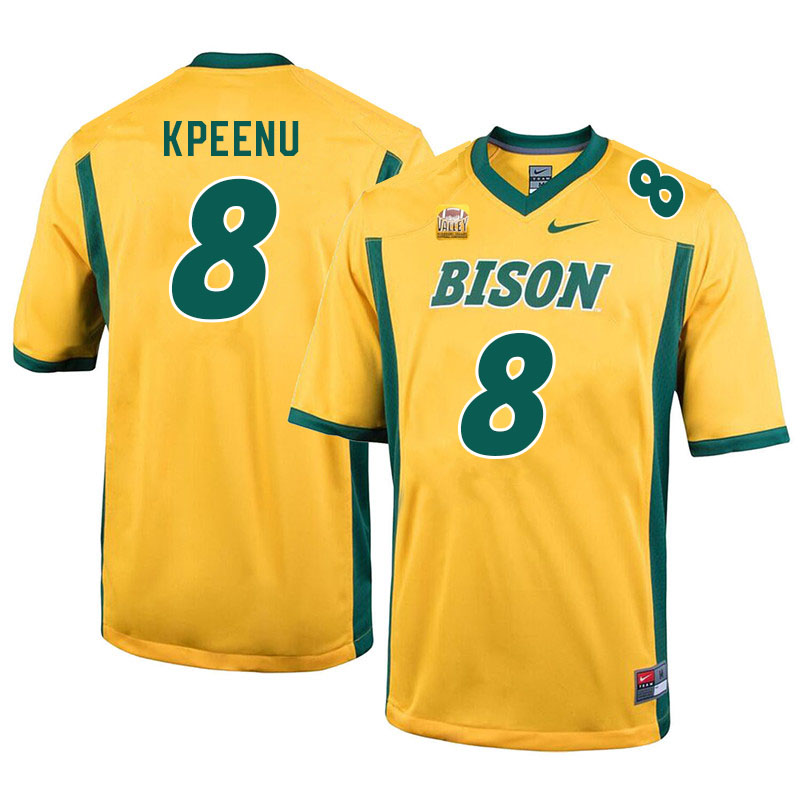 Men #8 Barika Kpeenu North Dakota State Bison College Football Jerseys Sale-Yellow - Click Image to Close